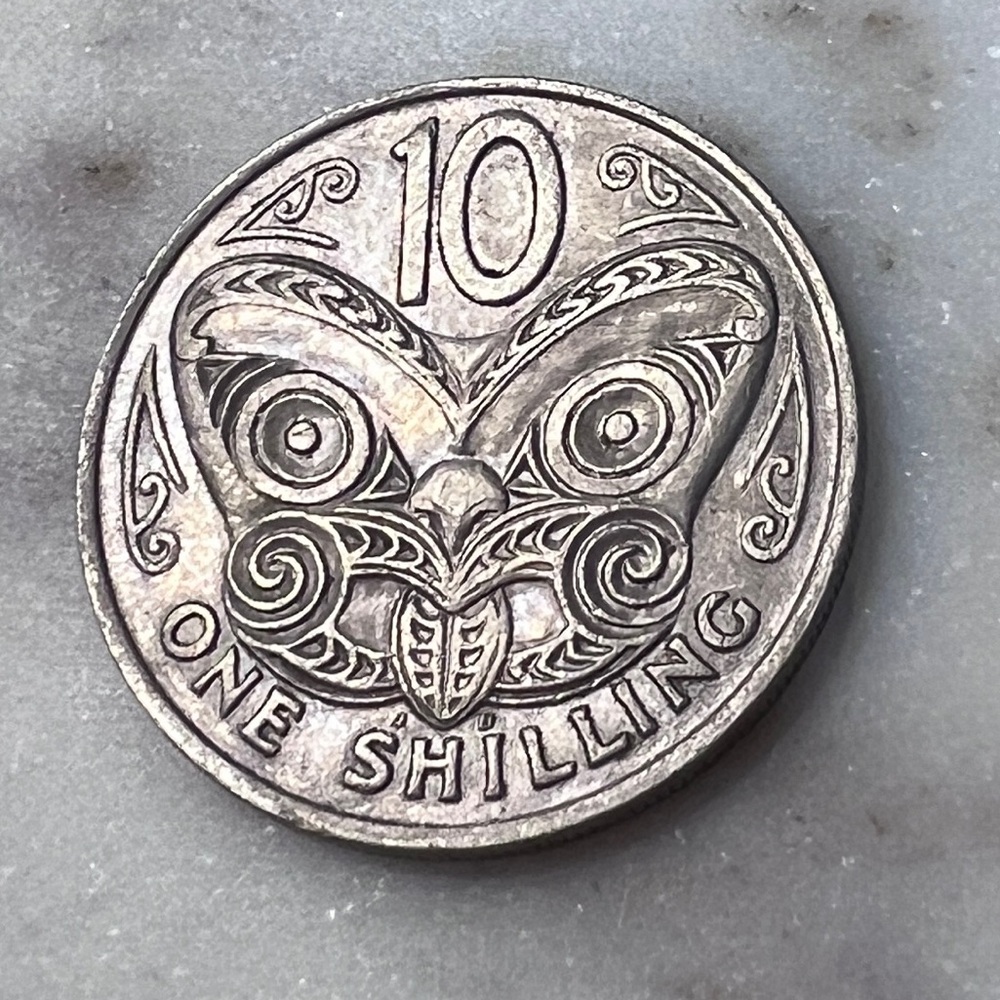 1967 NZ Vintage One Shilling Coin -New Zealand ten-cent coin from 1967